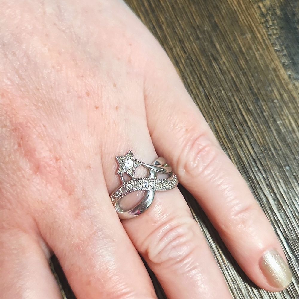 SS CZ 🌟star🌟 solid Sterling Silver ring, size 7